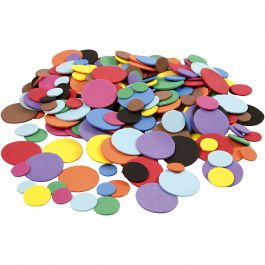 EVA Foam Circles, dia. 12+20+32 mm, assorted colours, 300 asstd./ 1 pack [HOB-790061]