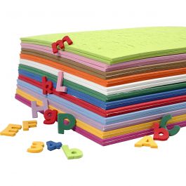 EVA Foam Letters & Numbers, assorted colours, H: 20 mm, thickness 3 mm, 24 ass sheets/ 1 pack [HOB-79008]