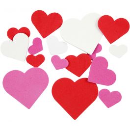 EVA Foam Hearts, assorted colours, size 20-50 mm, thickness 2 mm, 200 asstd./ 1 pack [HOB-790150]