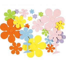 EVA Foam Flowers, assorted colours, size 10-60 mm, thickness 2 mm, 100 asstd./ 1 pack [HOB-79020]