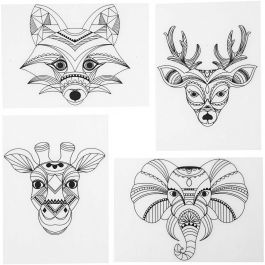 Shrink plastic sheets with motifs, Wild animals, sheet 10,5x14,5 cm, thickness 0,3 mm, matt transparent, 4 sheet/ 1 pack [HOB-79067]