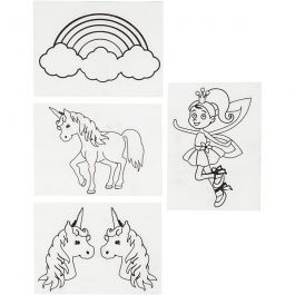 Shrink plastic sheets with motifs, unicorn, sheet 10,5x14,5 cm, thickness 0,3 mm, matt transparent, 4 sheet/ 1 pack [HOB-790711]