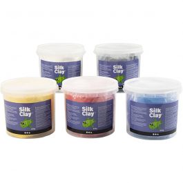Silk Clay®, primary colours, Colour school guide is included, 5x650g [HOB-79138]