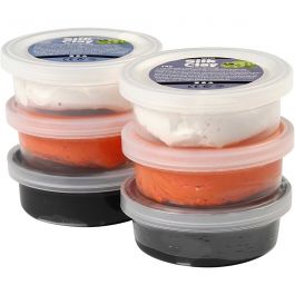 Silk Clay®, black, orange, white, 6x14 g/ 1 pack [HOB-79149]