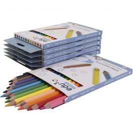 edu Jumbo Coloured Pencils, thickness 10 mm, lead 5 mm, assorted colours, 6x12 pc/ 1 pack [HOB-409825]