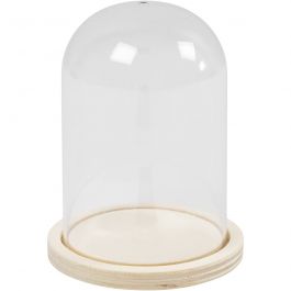 Bell on wooden base, H: 9,5 cm, dia. 6 cm, hole size 3 mm, 1 pc [HOB-580820]