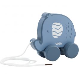 VIGA pull along Elephant, size 11 cm, blue, 1 pc [HOB-908589]