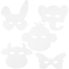 Animal Masks, H: 13-24 cm, W: 20-28 cm, 16pcs, 230 g