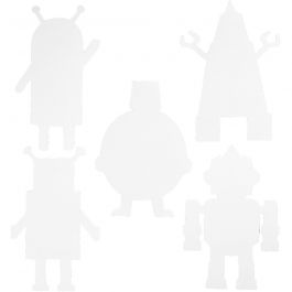 Robots, white, H: 22,5-24 cm, W: 15-16 cm, 230 g, 16 pc/ 1 pack [HOB-95207]