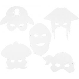 Pirate Masks, white, H: 16-26 cm, W: 17,5-26,5 cm, 230 g, 16 pc/ 1 pack [HOB-95212]