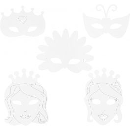 Fairy Tale Masks, white, H: 13,5-25 cm, W: 17-25 cm, 230 g, 16 pc/ 1 pack [HOB-95214]