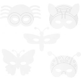 Insect Masks, white, H: 14-17 cm, W: 19,5-23 cm, 230 g, 16 pc/ 1 pack [HOB-95215]