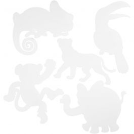 Jungle Animals, white, H: 14-25 cm, W: 12-23 cm, 230 g, 16 pc/ 1 pack [HOB-95218]