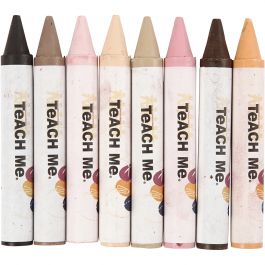 Wax Crayons, L: 10 cm, dia. 15 mm, skin colours, 8 pc/ 1 pack [HOB-95240]