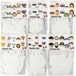 Card Masks, white, H: 15-22 cm, W: 24-25 cm, 230 g, 192 pc/ 1 pack [HOB-95273]