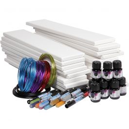 Long Watercolour Canvas Art, white, 20 pc, 1 set [HOB-97285]