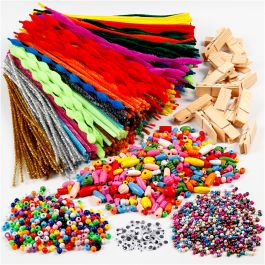 Fun with pegs and pipe cleaners, assorted colours, 1 set [HOB-97434]