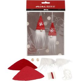 Creative mini kit, hanging Christmas gnome, H: 11 cm, 2 pc/ 1 set [HOB977400]