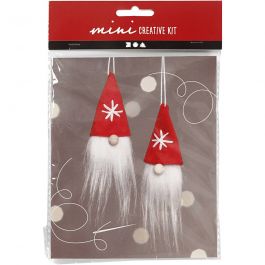 Creative mini kit, hanging Christmas gnome, H: 11 cm, 2 pc/ 1 set [HOB-977400]