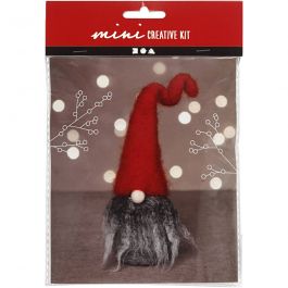Creative mini kit, Christmas gnome w/grey beard, H: 13 cm, 1 pc/ 1 set [HOB-977403]