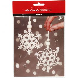 Creative mini kit, macramé snowflake, H: 10 cm, 2 pc/ 1 set [HOB-977409]