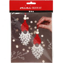 Creative mini kit, macramé Christmas elf, H: 14 cm, 2 pc/ 1 set [HOB-977410]