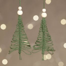 Creative mini kit, macramé Christmas tree, H: 11 cm, 2 pc/ 1 set [HOB-977411]