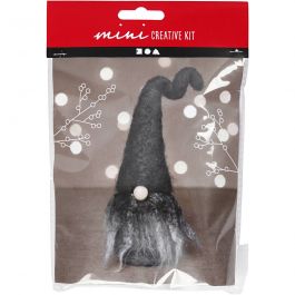 Mini Craft Kit, Christmas gnome, H: 13 cm, grey mixture, 1 pack [HOB-977428]