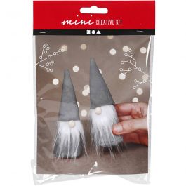Mini Craft Kit, Scandinavian Santa gnomes, H: 12 cm, grey, 1 pack [HOB-977429]