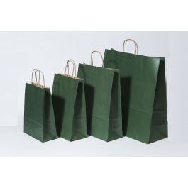 Paper Carrier Bags dark Green 26 12x35cm Kraft 90 grams 50 pieces