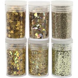 Glitter and Sequin, gold, 6x5 g/ 1 pack [HOB28469]