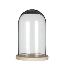 Glass Dome with Wooden Base Ø14cm and 21 cm tall (1 pc) [IFS-29424]