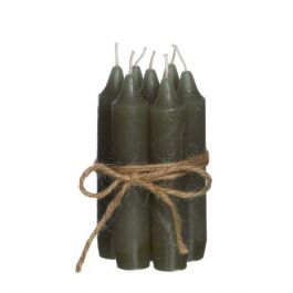 Candle tapered Moss green 11cm tall (set of 7 pcs) [IFS-32160]