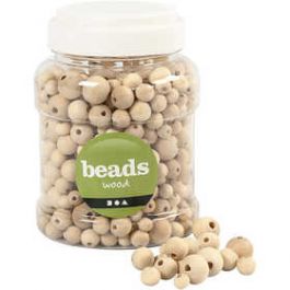 Wooden Beads, D: 8+10+12+15 mm, hole size 2-3 mm, 400 ml/ 1 bucket, 175 g [HOB68482]