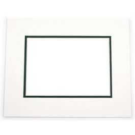 Mount Board Double thick White/dark Green 30.5x40.6cm with 19.4x29.5cm Window (10 pieces) [MD20212]