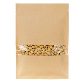 Kraft Bags Compostable 11.2x15.7cm with Window and Sealable (100 pieces) [KHS46W]