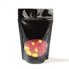 Stand Up Pouches Black with oval Window 17x9x28.5cm | 340 grams (100 pieces) [ZBGO4B]