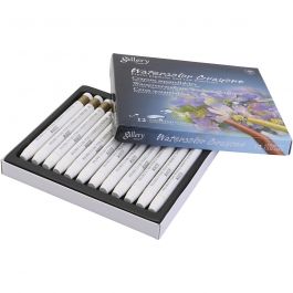 Watercolor Crayons, white, 12 pc/ 1 pack [HOB-427301]