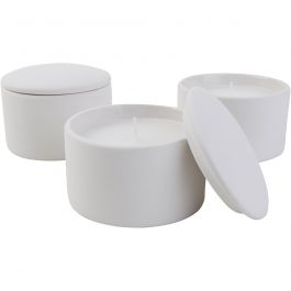 Glass candle jar incl. candle, size 9x9x6,7 cm, 12pc/ 1 pack [HOB-744411]