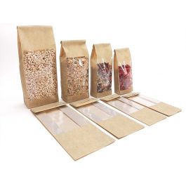 Block bottom bag brown Kraftlook 60my+window 8+5x25cm (50 pcs) [DV-D299881]