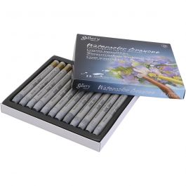 Watercolor Crayons, grey, 12 pc/ 1 pack [HOB-427382]
