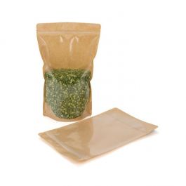 Stand Up Pouches Transparent/Kraft 17.1x8.9x28.6cm | 340 grams (100 pieces) [ZBGKC4]
