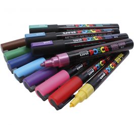 Posca Marker, assorted colours, no. PC-5M + PC-3M, line 0,9-1,3 + 2,5 mm, 12 asstd./ 1 pack [HOB-384116]