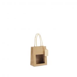 Gift bags with window and tag 11,5+6,4x14,5cm Kraft (100 pcs) [FP-DPT097]