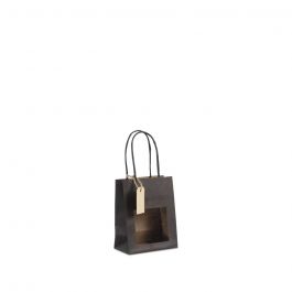 Gift bags with window and tag 11,5+6,4x14,5cm black (100 pcs) [FP-DPT100]