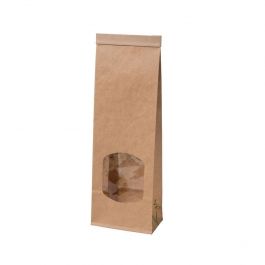 Eco-friendly kraft bags brown w/window 8.8x4.7x26 cm reclosable (500 pieces) [GB-DRE02760]