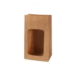 Eco-friendly kraft bags w/window brown 9.5x5.5x18 cm (500 pieces) [GB-DRE03941]