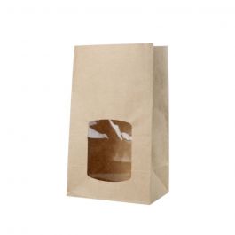 Eco-friendly kraft bags w/window brown 15x10x25 cm (500 pieces) [GB-DRE03961]