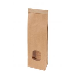 Kraft bags w/window brown 7,5x4,5x24 cm Reclosable (500 pieces) [GB-DRE03990]