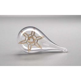 Plastic transparent Water Drop 11 cm with wooden star (25 pieces) [PEP-0170600258]